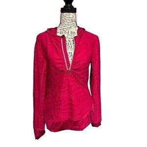 Title Nine 1/4 Zip‎ Hoodie Size Small Thumbholes Flip Cuffs Hood Pullove…